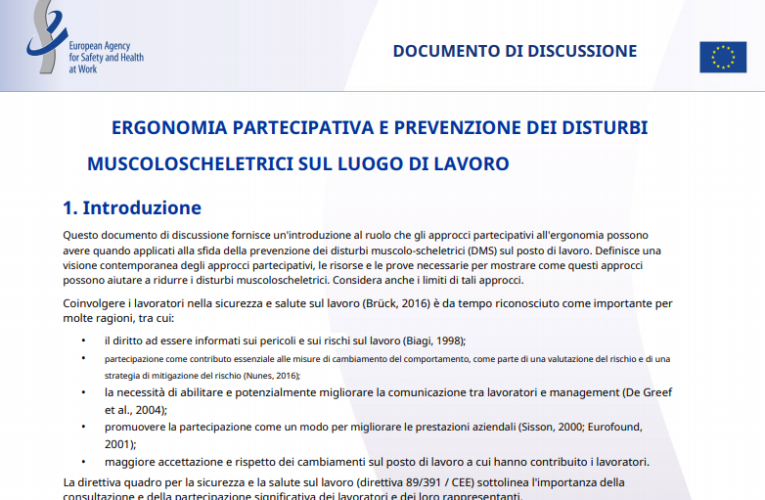 PREVENZIONE DEI DISTURBI MUSCOLOSCHELETRICI SUL LUOGO DI LAVORO