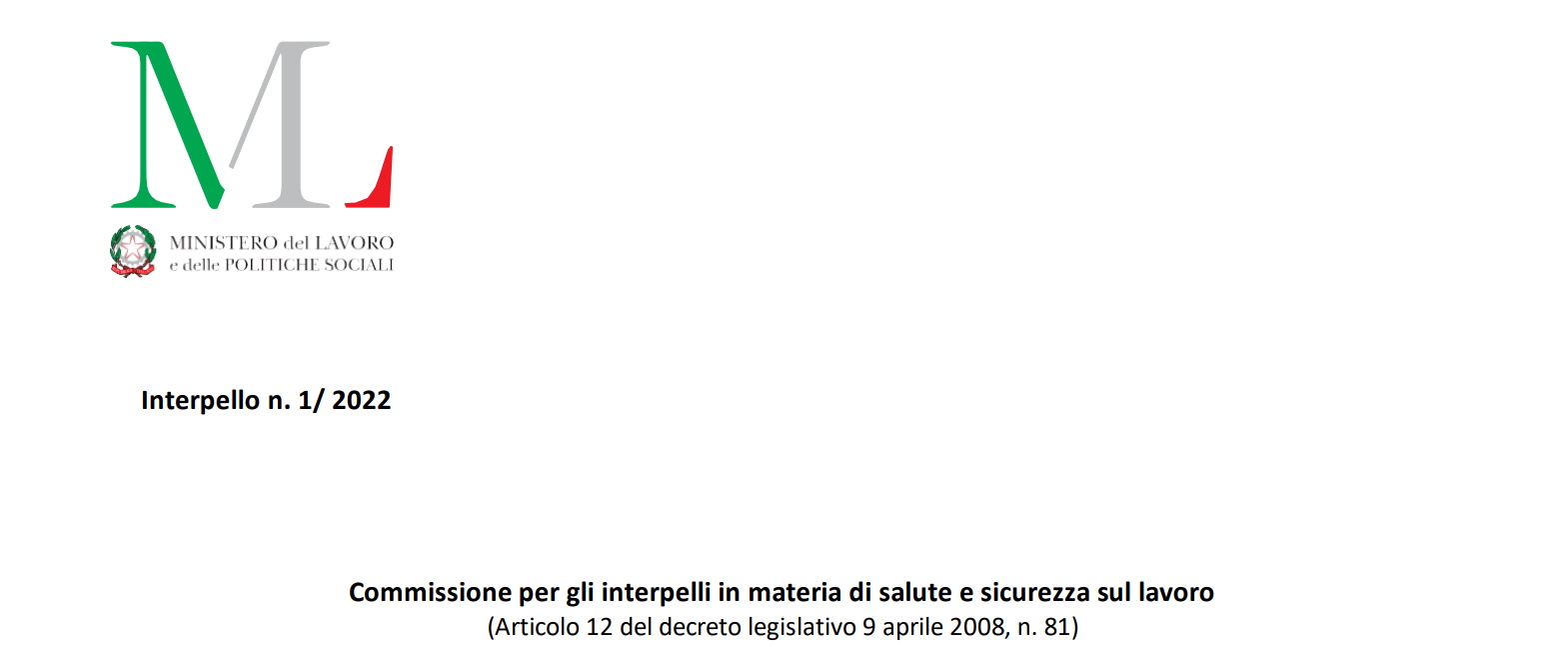 Commissione per gli interpelli in materia di salute e sicurezza sul lavoro