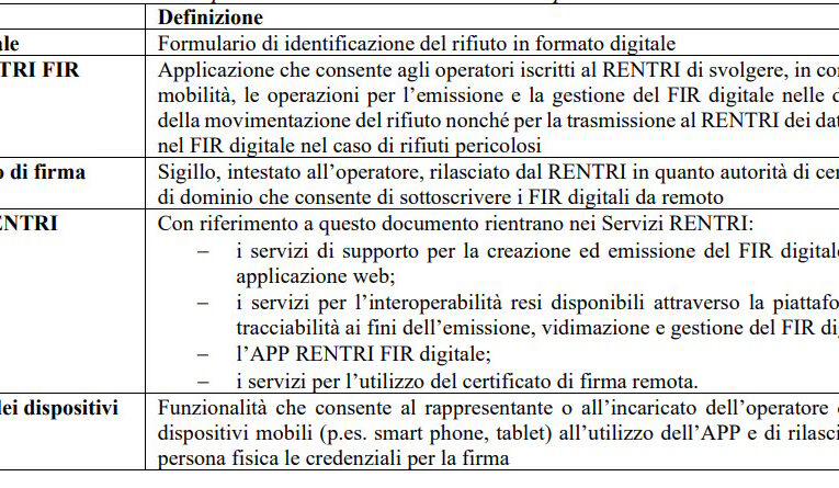Mancanza di disponibilità dei servizi RENTRI